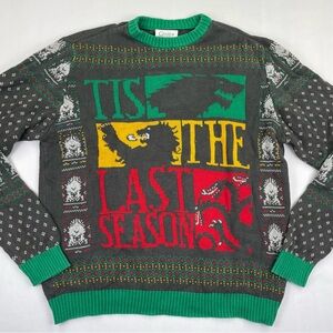 Game Of Thrones Ugly Christmas Sweater Men’s Size M/L * Cotton Crew Gray Green